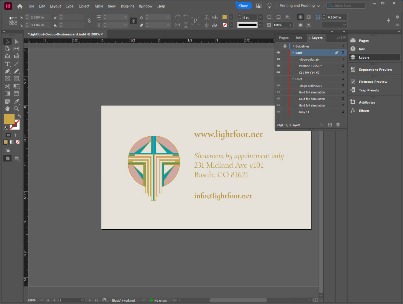 Lightfoot InDesign layout